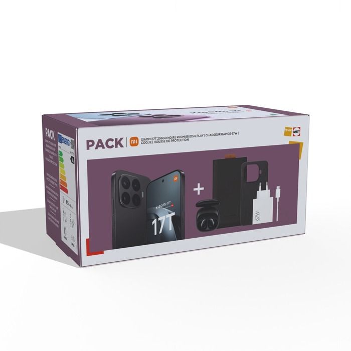 Pack 17T 6.59 5G Double nano SIM conçu avec Leica + Ecouteurs intra auriculaires sans fil Xiaomi Redmi buds 6 Bluetooth avec réduction active du bruit + Chargeur + Coque + Housse de protection - vue 4