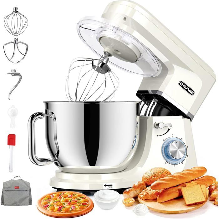 Robot Pâtissier 2000W Robot Pétrin Professionnel 8 L Faible Bruit Robot De Cuisine Multifonction Avec FouetBatteurCrochetBol
