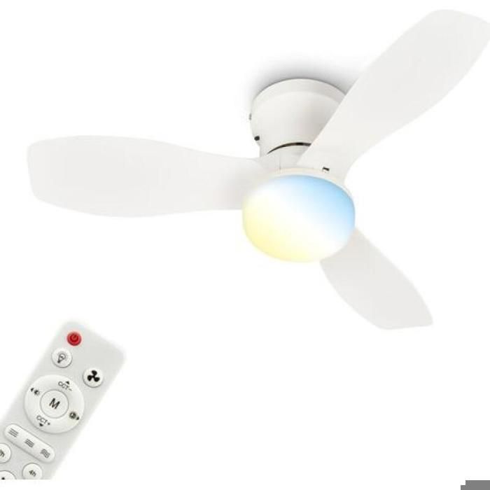 Briloner Ventilateur de plafond télécommande Ø60x19cm 15W 1700lm 3000K-6500K blanc chaud à blanc lumière du jour moteur DC blanc