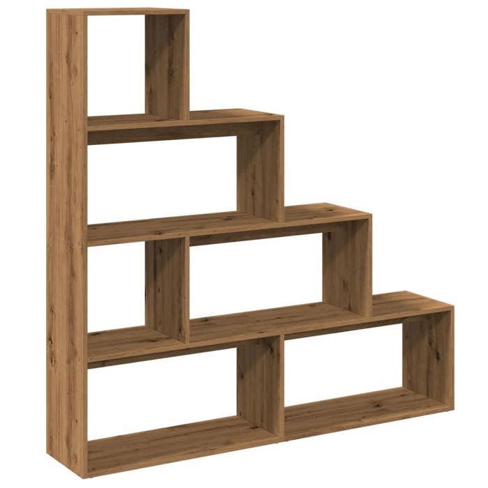 Étagère séparatrice de pièce à 4 niveaux - vidaXL - rangement ouvert - bois dingénierie - chêne artisanal - 1435 x 29 x 1435 cm{g