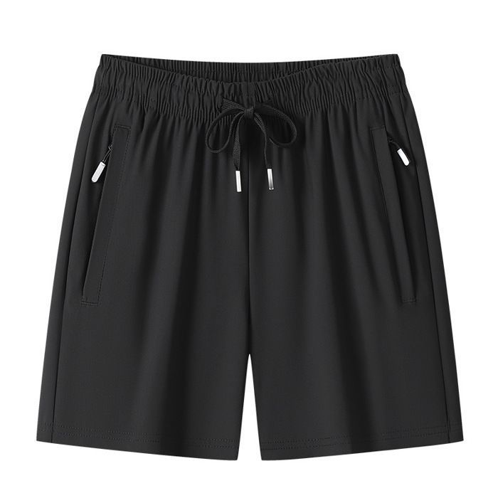 Short de Sport Femme Taille Elastique Séchage Rapide Short Été Avec Poches Zippées Pour Jogging Running Fitness - Taille EU - Noir
