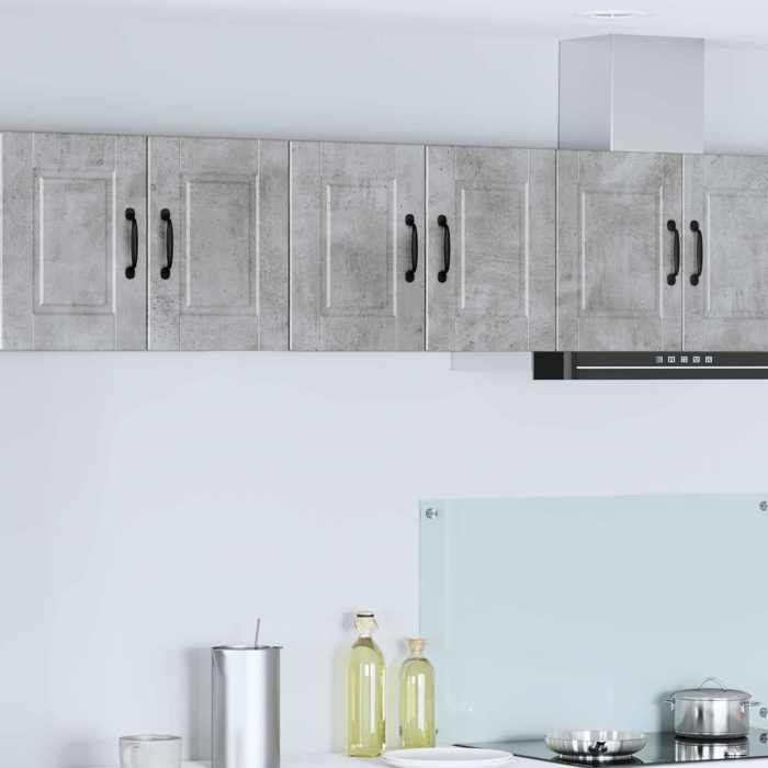Lot de 2 Meuble Mural Porto - vidaXL Cabinet de cuisine vaisselier bois dingénierie - gris béton - 60 x 31 x 40 cm@jjm62f