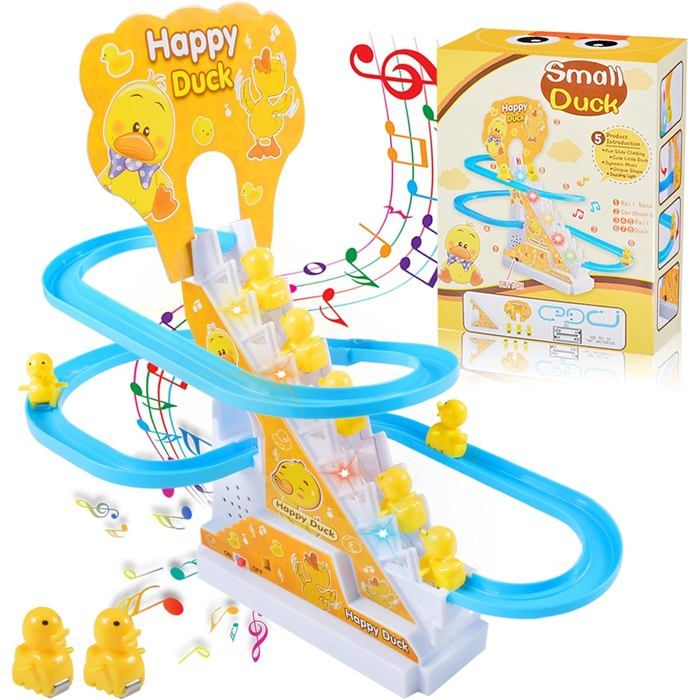 Jouet Canard Escalier - Lot de 9 - ABS - Lumières LED et Musique - Intérieur Extérieur - 27 5x14x24 5cm RATELIER