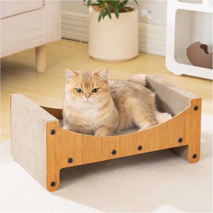 Fauteuil Griffoir Pour Chat En Sisal Naturel Grattoir Pour Jouer Et S’Étirer Grand Transat Pour Chat En Bois Massif Chaise L[CA60]