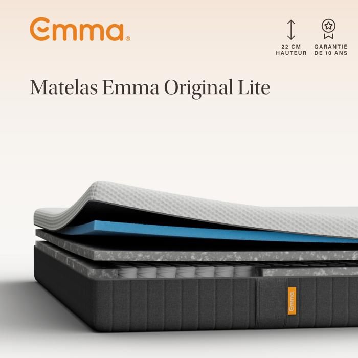 EMMA Matelas Original Lite 160x200 cm Ressorts + Mousses respirantes 5 couches Edition 2026