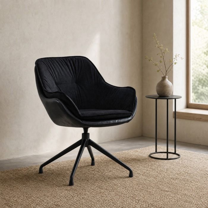 Fauteuil en similicuir à assise profonde avec accoudoirs chaise de maquillage pour chambre et salon