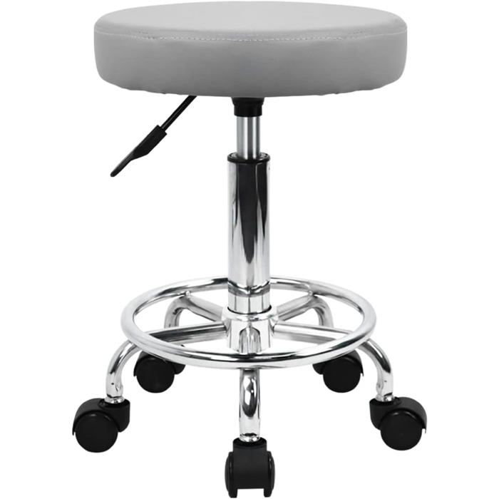 Tabouret À Roulettes Réglable En Hauteur 49-64Cm Gris[IN52]