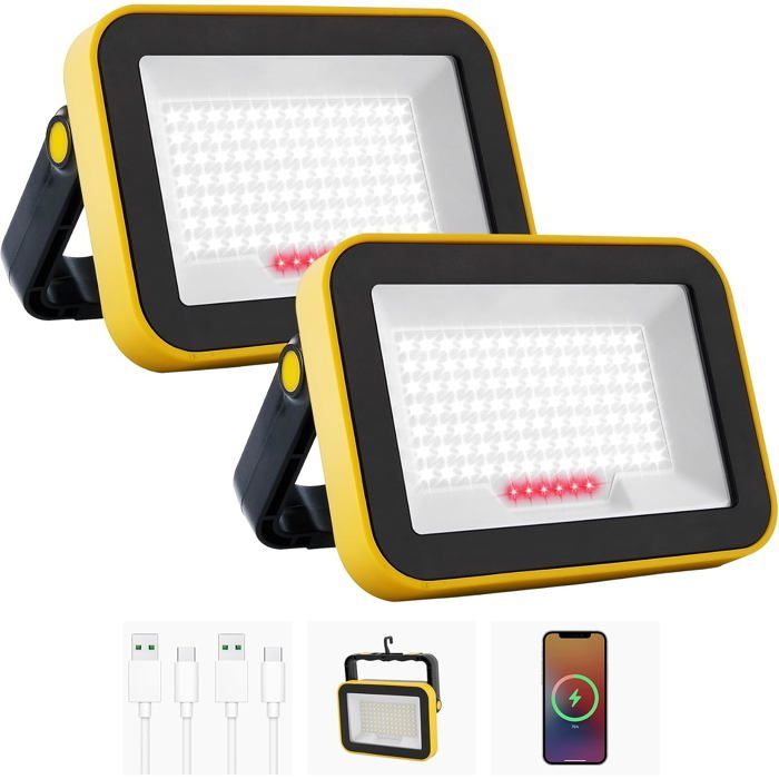 Projecteur Led Rechargeable 5 Modes Projecteur Led Chantier Batterie Avec Câble Usb 4000Mah Lampe De Chantier Portable Ip65 [CA8]