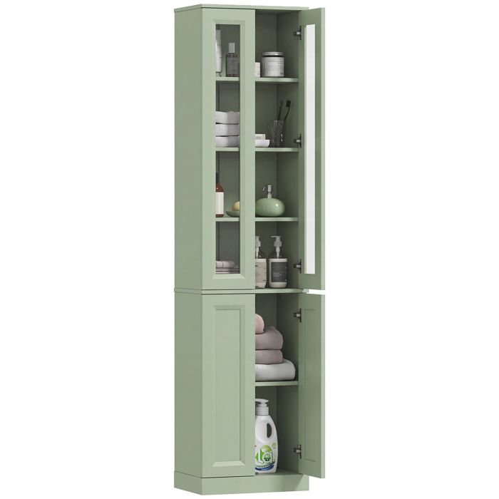 Meuble salle de bain – 6 niveaux portes fermeture douce – Rangement vertical compact – 38x26x160 cm Vert sauge
