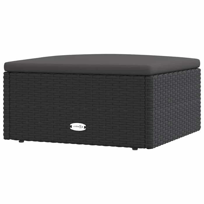NEW Tabouret de jardin avec coussin noir résine tressée Éléments pour sofa modulable_33817