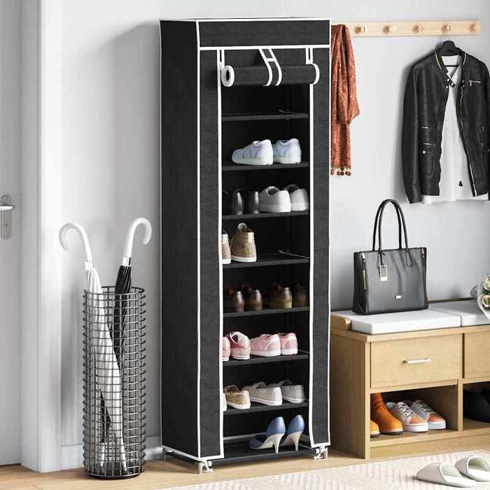 ELORAN Étagère de rangement pour chaussures - Porte-chaussures étagères - 162x57x29 cm - Noir 94982