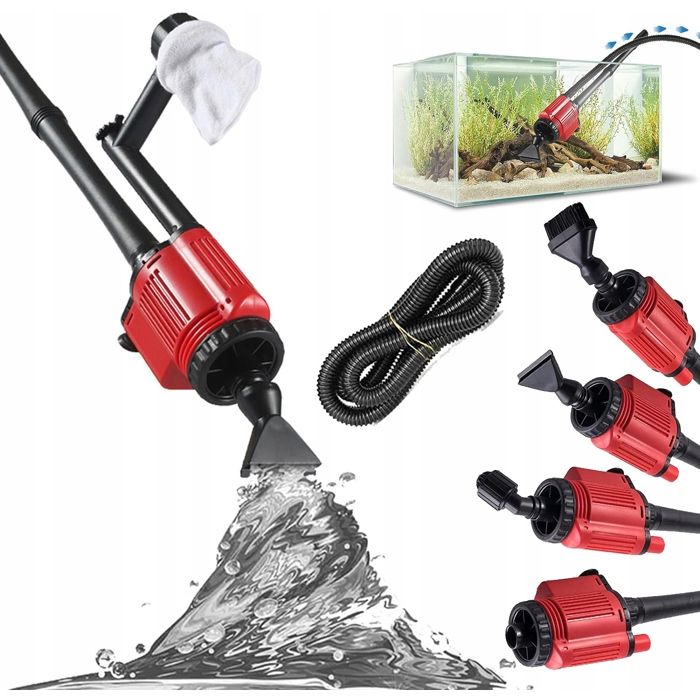 Changeur deau pour aquarium-Aspirateur de fond-6-en-1-28W-Longueur réglable 43-98 cm-Débit 1800 l/h-Hauteur 2 0 m