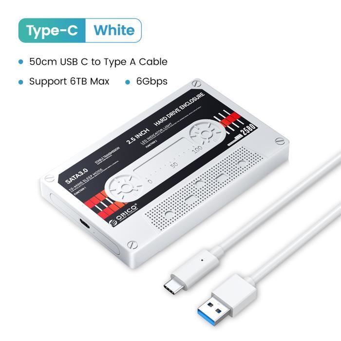 Boîtier Disque Dur ORICO 3.5" USB 3.0 - Transparent - SATA III 5Gbps - Sans Outil - Jusqu'à 10To