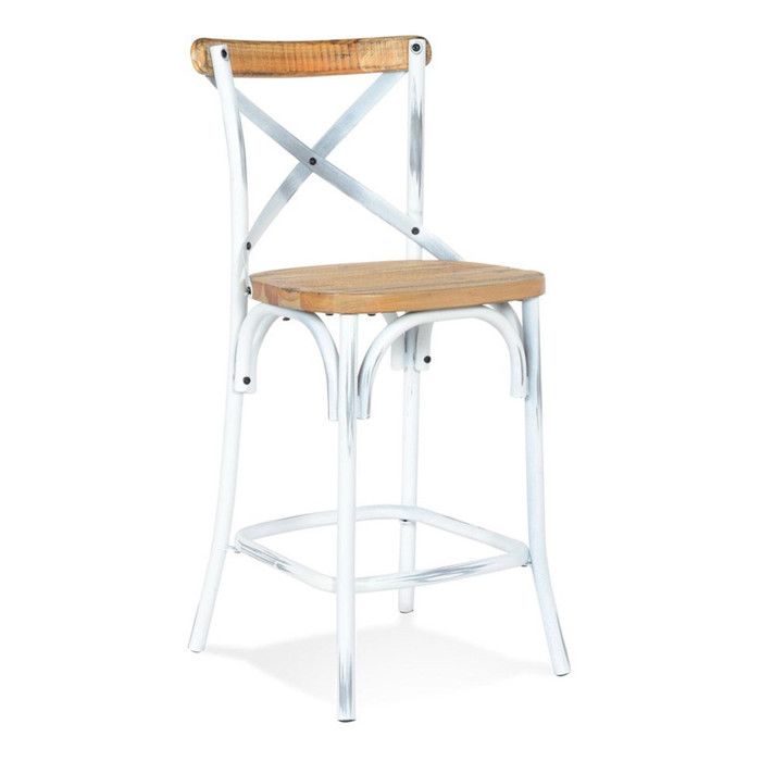Tabouret de Bar Effet Vieilli Carey 100cm Naturel & Blanc Tabouret de Bar Effet Vieilli Carey 100cm Naturel & Blanc