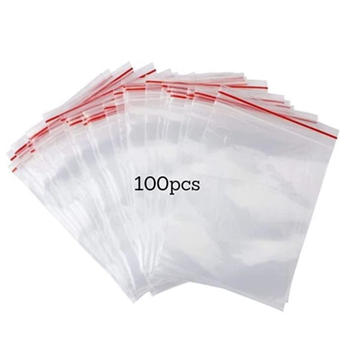 100 pièces Sachet Zip, Sachets Refermables, Sachets Plastiques Zip