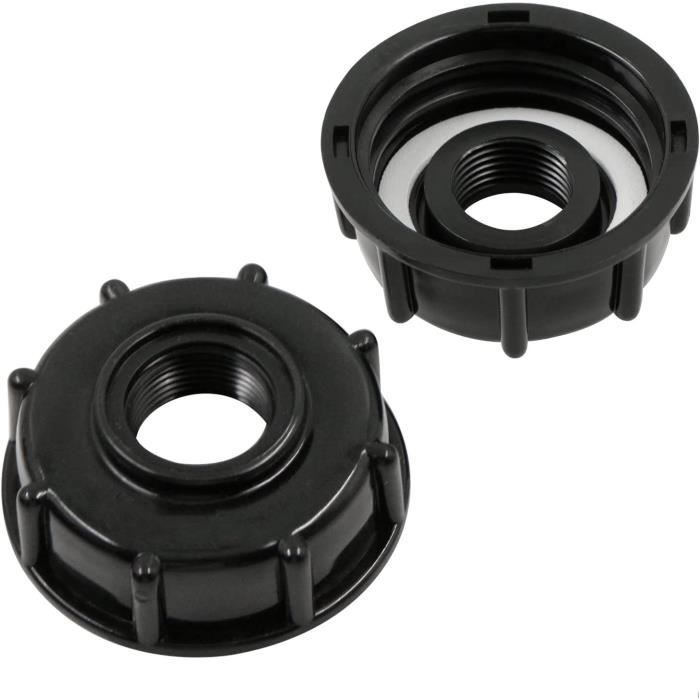 Lot De 2 Adaptateurs Pour Réservoir IBC QWORK - Filetage S60X6, Raccords 1/2" - Avec Joints Et Raccords Robinet