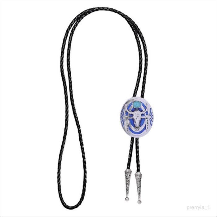 Cravate Bolo Western En Cuir Tressé Avec Pierre Synthétique - Accessoire élégant Unisexe Pour Homme Et Femme - 10