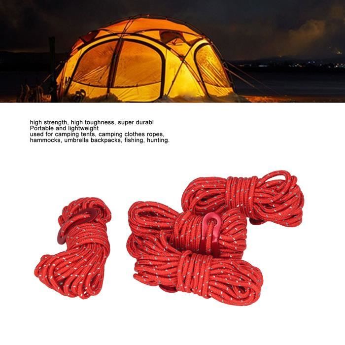 Corde De Tente Réfléchissante 4 Mm Avec Boucle Réglable En Alu – Kaki – Pour Auvent, Corde à Linge, Camping