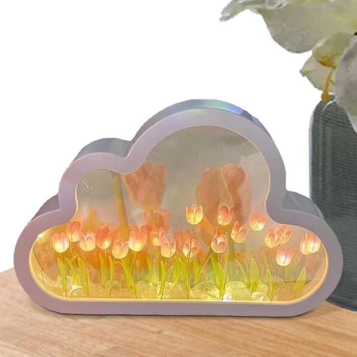 Veilleuse Miroir Tulipe Nuage Lampe miroir nuage Lampe de table tulipe LED  faite à la main, ornements de bureau de chevet de salon - Cdiscount Maison