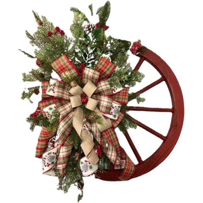2 Pièces Gros Nœud Rouge Noël Velours 78 X 27 Cm – Décoration Porte & Sapin Noël Extérieur Intérieur – Noeud Décoratif Luxe Rouge Doré