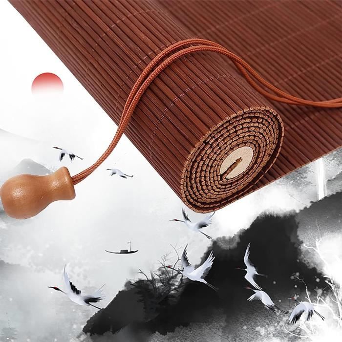 Stores Bambous Pour Maison Chambre Cuisine Fenêtre Porte, Rideau En Bambou Naturel Store Enrouleur Personnalisable, Bureau Rétro Store Occultant, Stores À Rouleaux Romains Intérieur/Extérieur