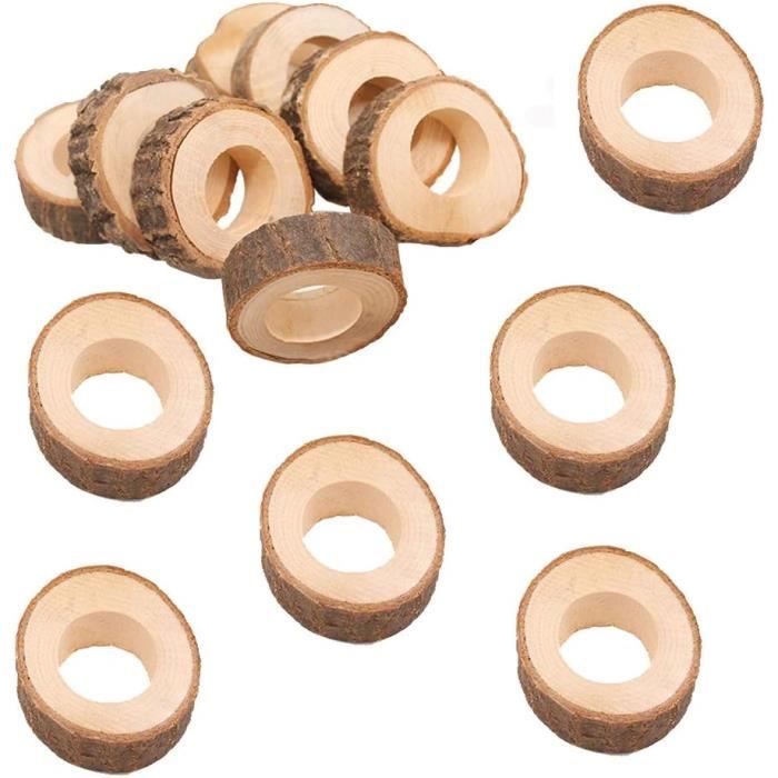 Lot De 12 Ronds De Serviette En Bois D'acacia Artisanaux - Décoration De Table élégante, Diamètre 5.1 Cm - 8