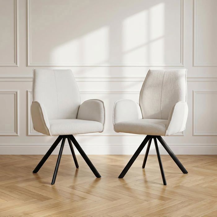 jiexi Chaise de Bureau sans roulettes Fauteuil Pivotant à 360 ° Chaise Large Moderne Chaise de Bureau à Domicile (2pcs)