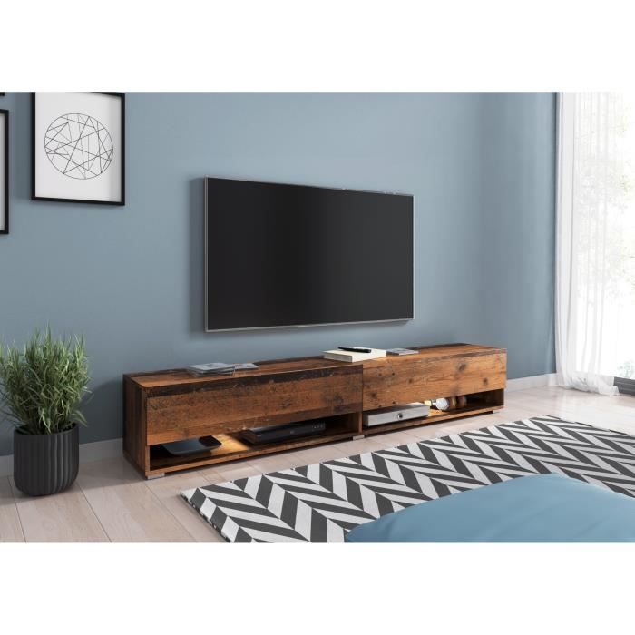 meuble tv / meuble de salon - lowboard a- 180 cm - style ancien - sans led