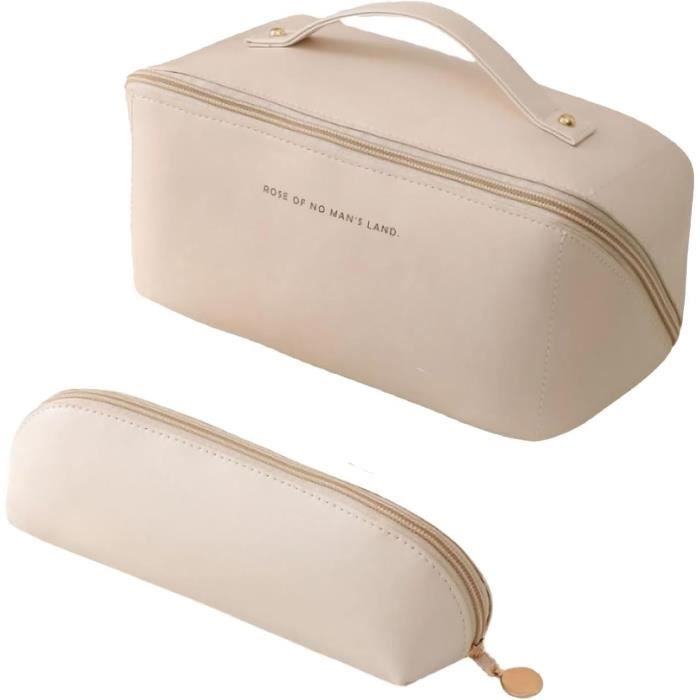 Vanity Femme Trousse De Maquillage, Voyage Sac Cosmétique, Grande Capacité Portable Makeup Cas Pochette De Vanity Souple Grand
