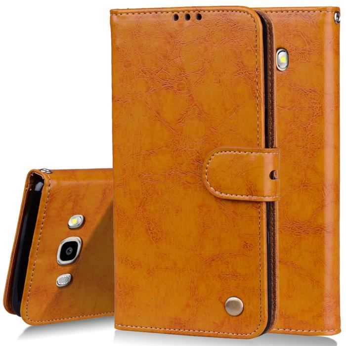 Housse Samsung Galaxy J5 (2016) PU Cuir Cire d'huile Portefeuille Ãtui à rabat avec Protection housse samsung galaxy j1 2016