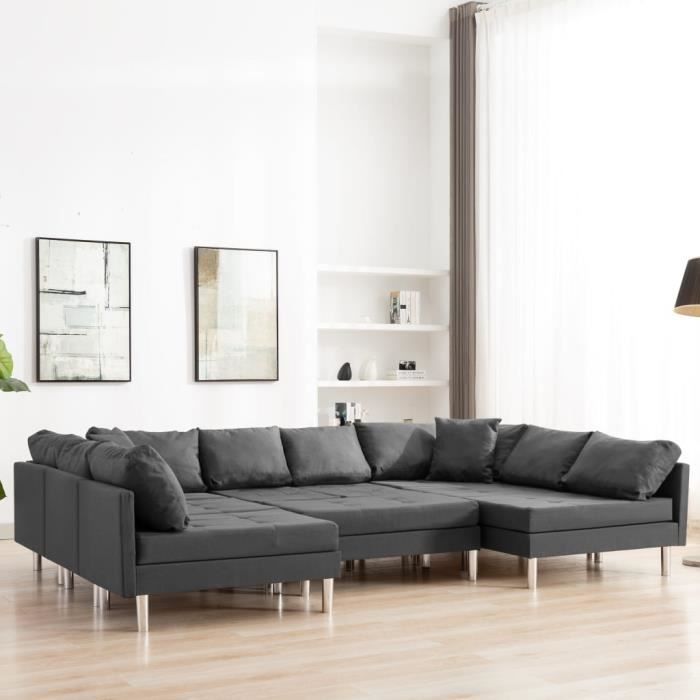canapé sectionnel & canapé-lit d'angle convertible - joli sofa avec positions réglables tissu gris foncé