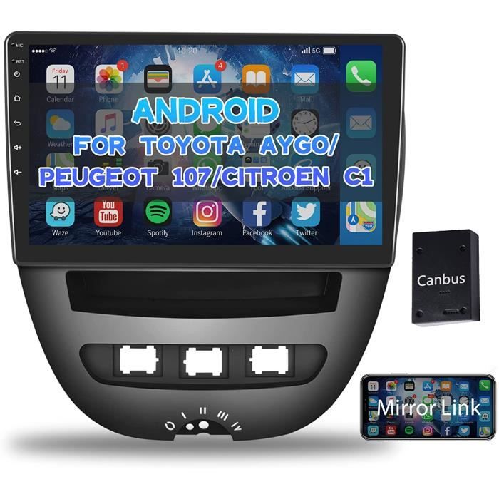 4+64G Android Autoradio pour Citroen C1 Peugeot 107 Toyota Aygo 2 Din Car  Stéréo Player Multimedia DSP Carplay GPS Screen 2005-2014 - Cdiscount Auto
