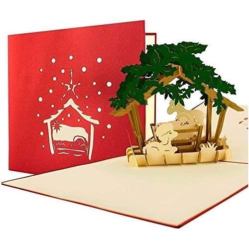Carte Noël pop up 3d. Carte crèche de Noël avec enveloppe pour adresser