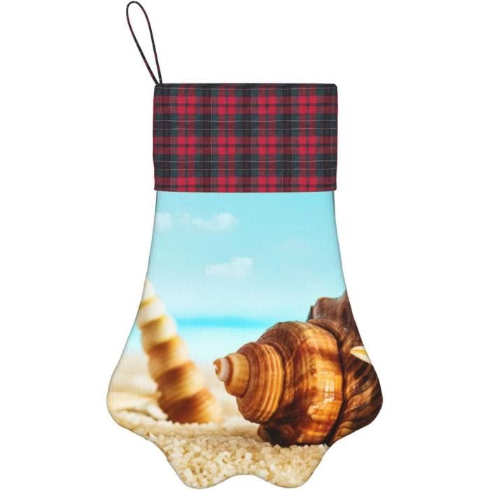 Chaussette De Noël Pendentif En Lin Doré - Décoration Pour Bonbons Et Petits Cadeaux - Taille Environ 48x26cm