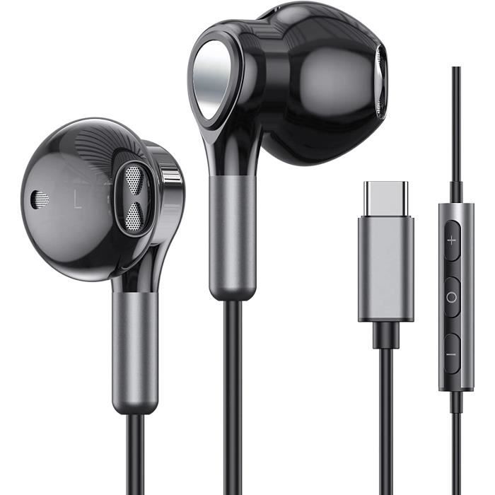 TITACUTE Écouteurs USB C pour Samsung Galaxy A33 A53 S22 Ultra S21 S20 FE,  Écouteur Type dans l'oreille Filaire Casque avec Micro Xiaomi Mi 11T Pro/12