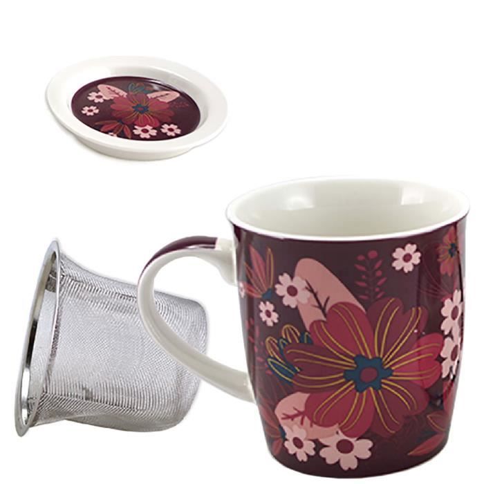 Kiub Tisanière Porcelaine 380ml Avec Infuseur - Design Chaton Pâtissier - Boîte Cadeau