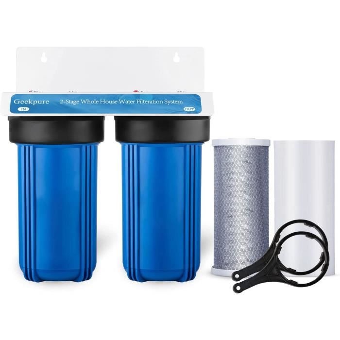 Geekpure systeme de filtre a eau pour toute la maison a 2 etages avec  boitier bleu de 10 pouces - Port de 1 - Cdiscount Bricolage