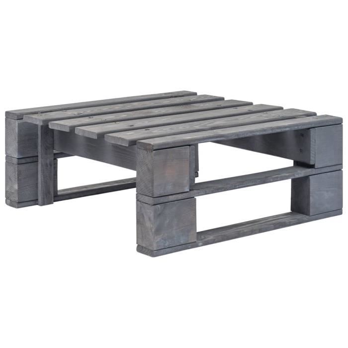 6057®{Promo} NEUF Pouf dextérieur Unique & Moderne - Table Basse Repose-pied palette de jardin Bois Gris POIDS& 11.2 - 60 x 60 x