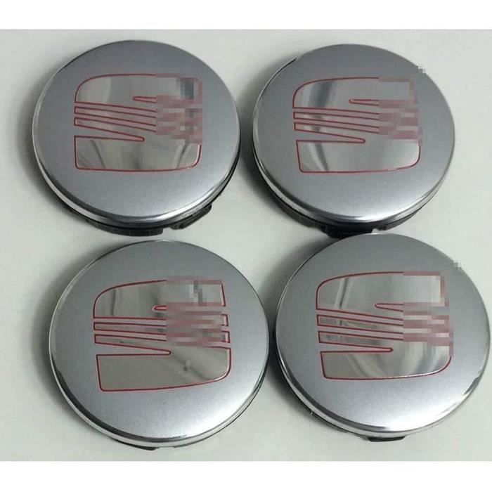 Auto 4 pièces 60mm,Cache-moyeux Alliage Couverture Centrale de Moyeu Badge emblème Capuchon de Moyeu, pour Seat