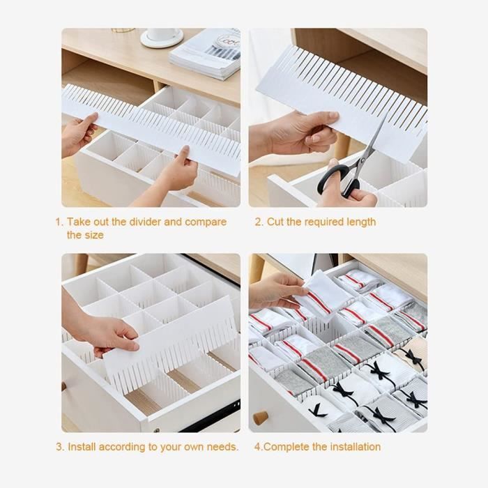 10 Séparateurs De Tiroir Réglables DIY - Organisateur Avec 30 Accessoires
