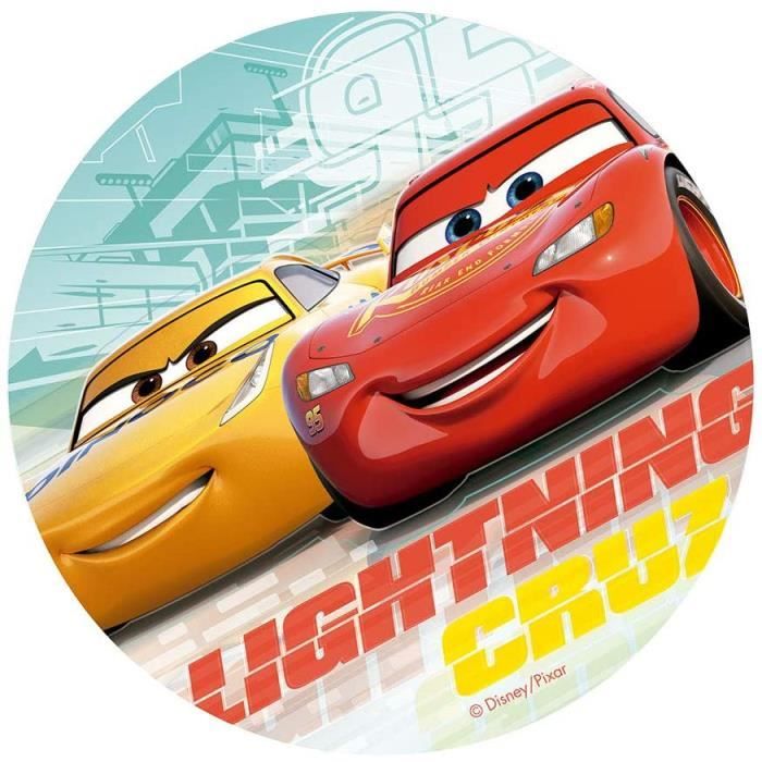 Decoration De Gateau Dekora Decoration Gateau Anniversaire Feuille Azyme Avec Flash Mcqueen De Cars 3 20 Cm Diametre 1 124465 Cdiscount Maison
