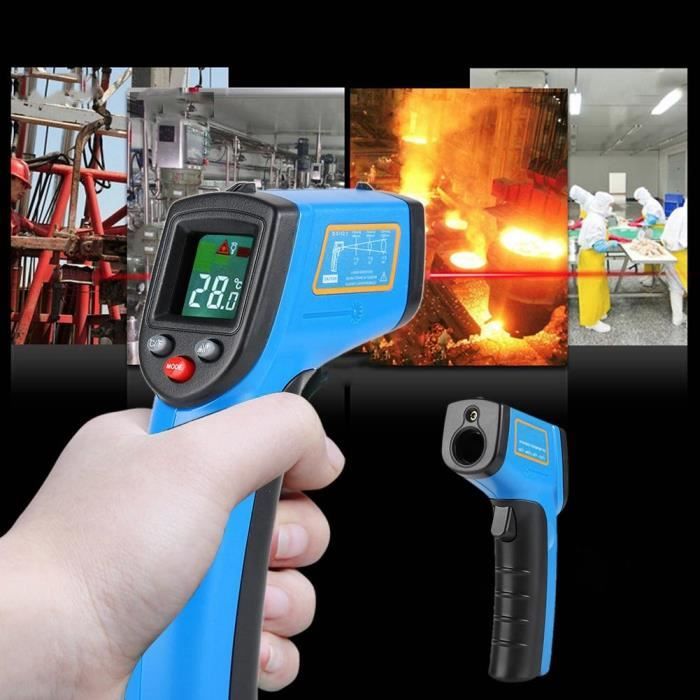 Pistolet Thermomètre Infrarouge Sans Contact - Mesure De -50°C à 600°C, Laser, LCD, Pour Bricolage Et Industrie