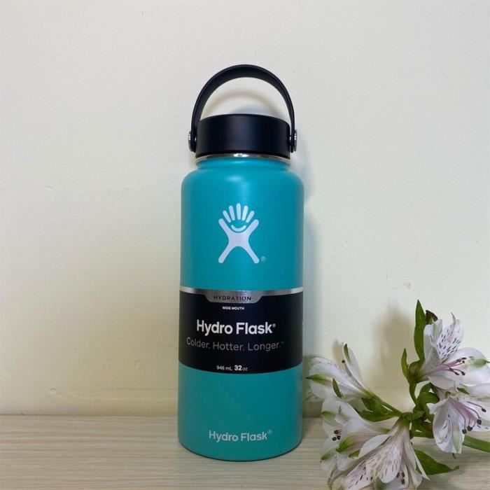 Hydro Flask Bouteille d'eau en acier inoxydable à large goulot avec bouchon à paille flexible étanche, 946 ml, surf