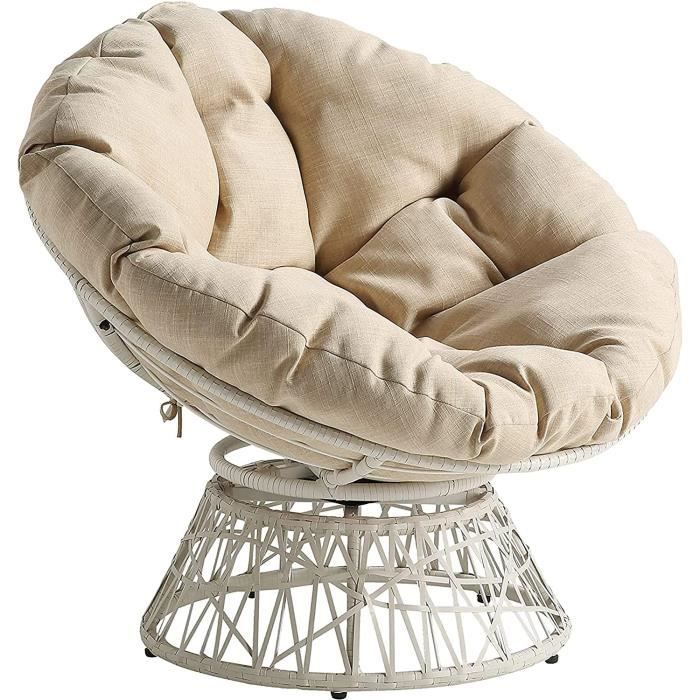 Coussin De Chaise Papasan Épais - Rond, Amovible, Imperméable - Pour Hamac, Balançoire, Sol (Chaise Non Incluse)