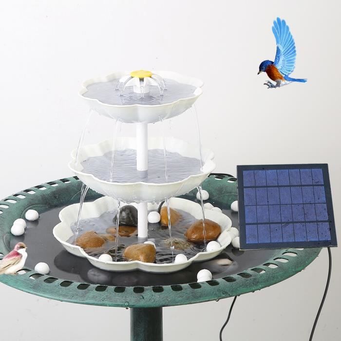 AISITIN Fontaine Solaire 2024 - Pompe Fontaine Extérieure Jardin DIY 6 Buses Pour Bain Oiseaux Et Étang