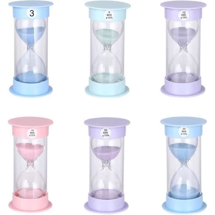 Kit De 6 Sabliers Colorés - Minuteries De 1, 3, 5, 10, 15, 30 Minutes Pour Enfants Et Adultes
