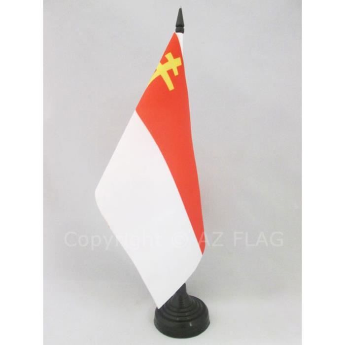 Drapeau De Table RSS Biélorussie 1919-1991 - 21x14 Cm, Polyester, Avec Socle Et Hampe