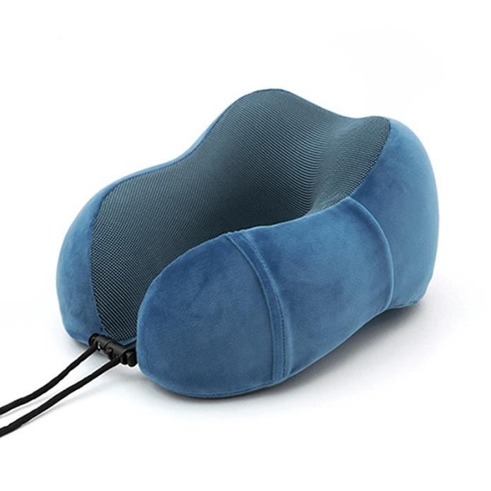 Oreiller De Voyage Fosmon Mousse Mémoire Forme - Housse Coton Lavable - Bouchons D'Oreille Inclus - Avion/Voiture