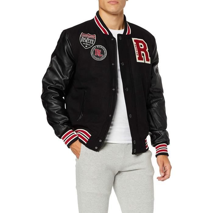 Veste Mixte BENLEE Rocky Marciano Sugar Deluxe – Noir/Rouge, 18 Oz – Hommage Au Légendaire Boxeur, Coupe Rétro Et Confort
