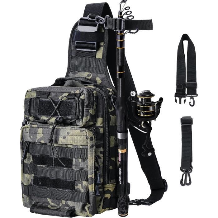 Sac Canne à Pêche Alomejor - Rangement EVA Rigide - Imperméable - Grande Capacité - Sangle Main Et épaule